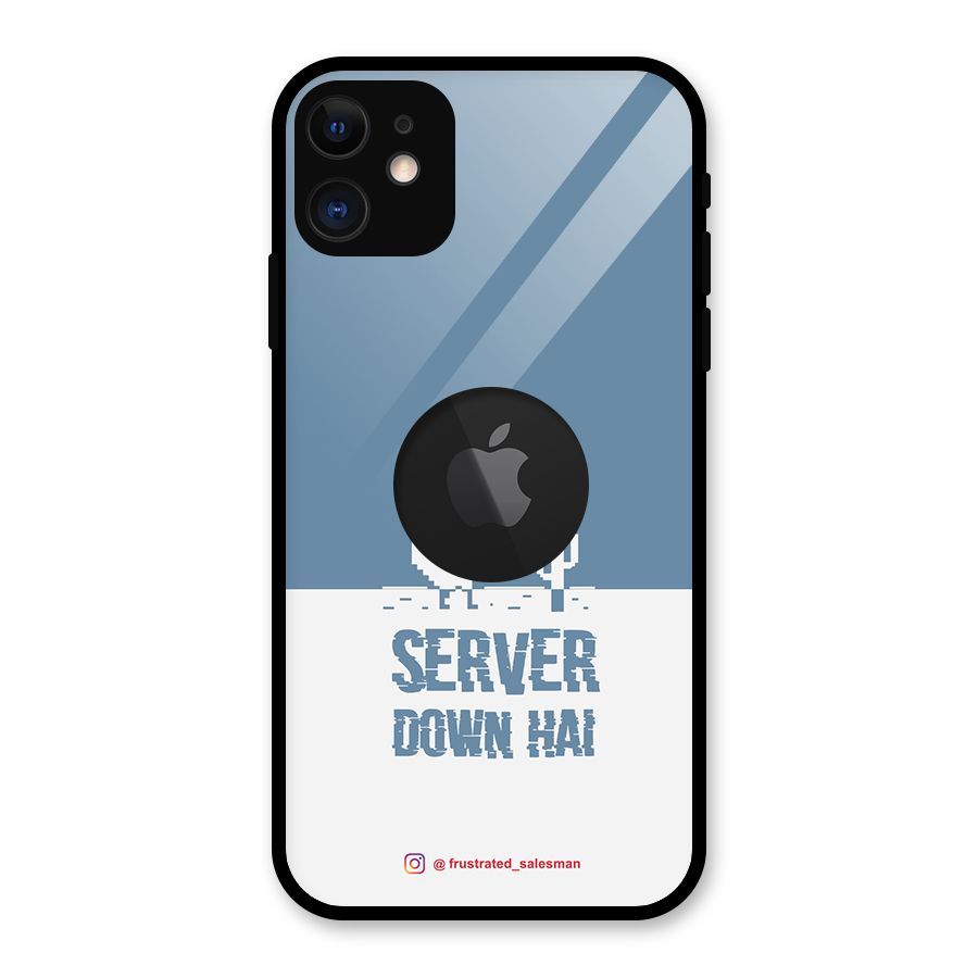 Server Down Hai SteelBlue Glass Back Case for iPhone 11 Logo Cut