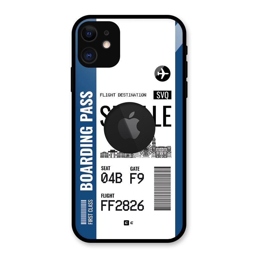 Seville Boarding Pass Glass Back Case for iPhone 11 Logo Cut