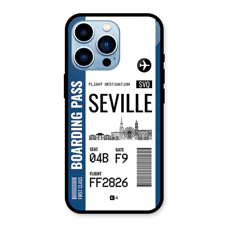 Seville Boarding Pass Glass Back Case for iPhone 13 Pro