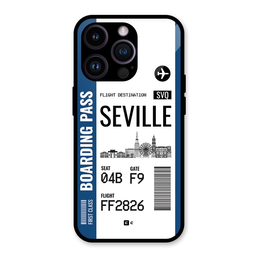 Seville Boarding Pass Glass Back Case for iPhone 14 Pro
