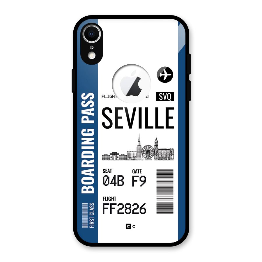 Seville Boarding Pass Glass Back Case for iPhone XR Logo Cut