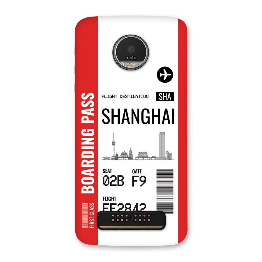 Shanghai Boarding Pass Back Case for Moto Z Play