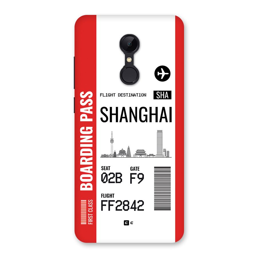Shanghai Boarding Pass Back Case for Redmi 5