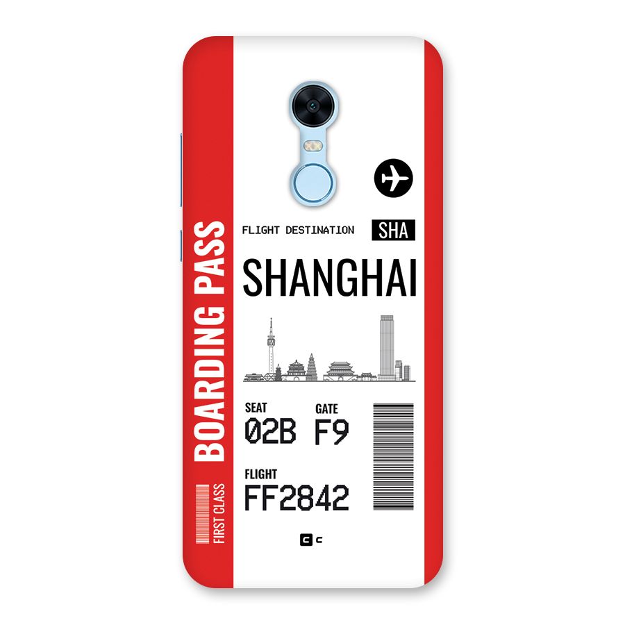 Shanghai Boarding Pass Back Case for Redmi Note 5