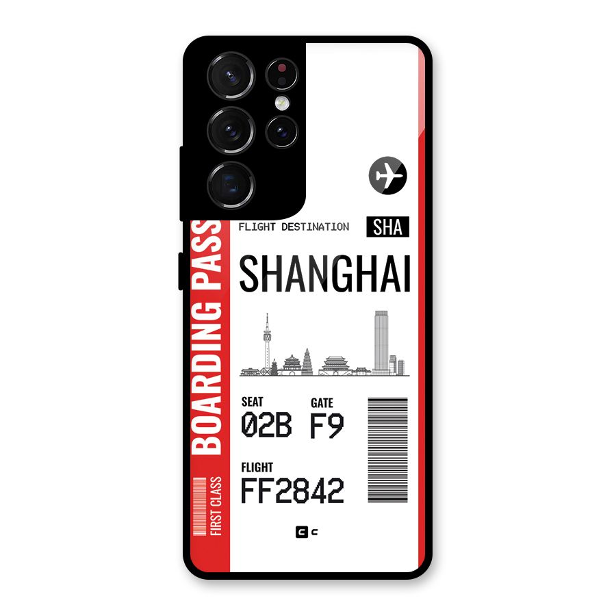 Shanghai Boarding Pass Glass Back Case for Galaxy S21 Ultra 5G