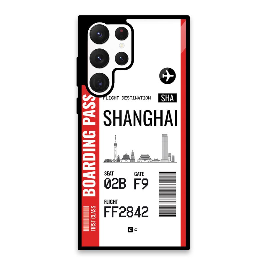 Shanghai Boarding Pass Glass Back Case for Galaxy S22 Ultra 5G