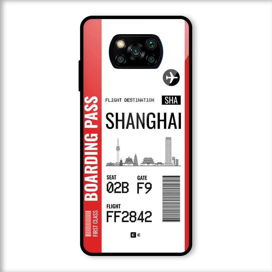 Shanghai Boarding Pass Glass Back Case for Poco X3