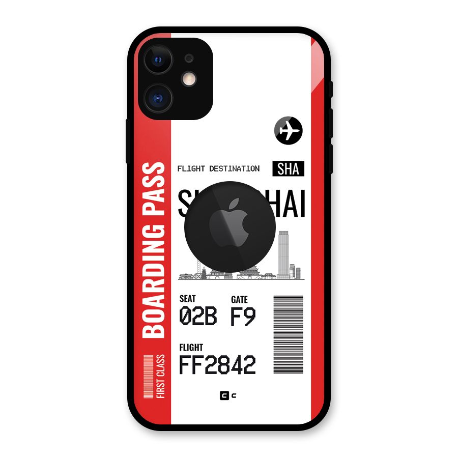 Shanghai Boarding Pass Glass Back Case for iPhone 11 Logo Cut