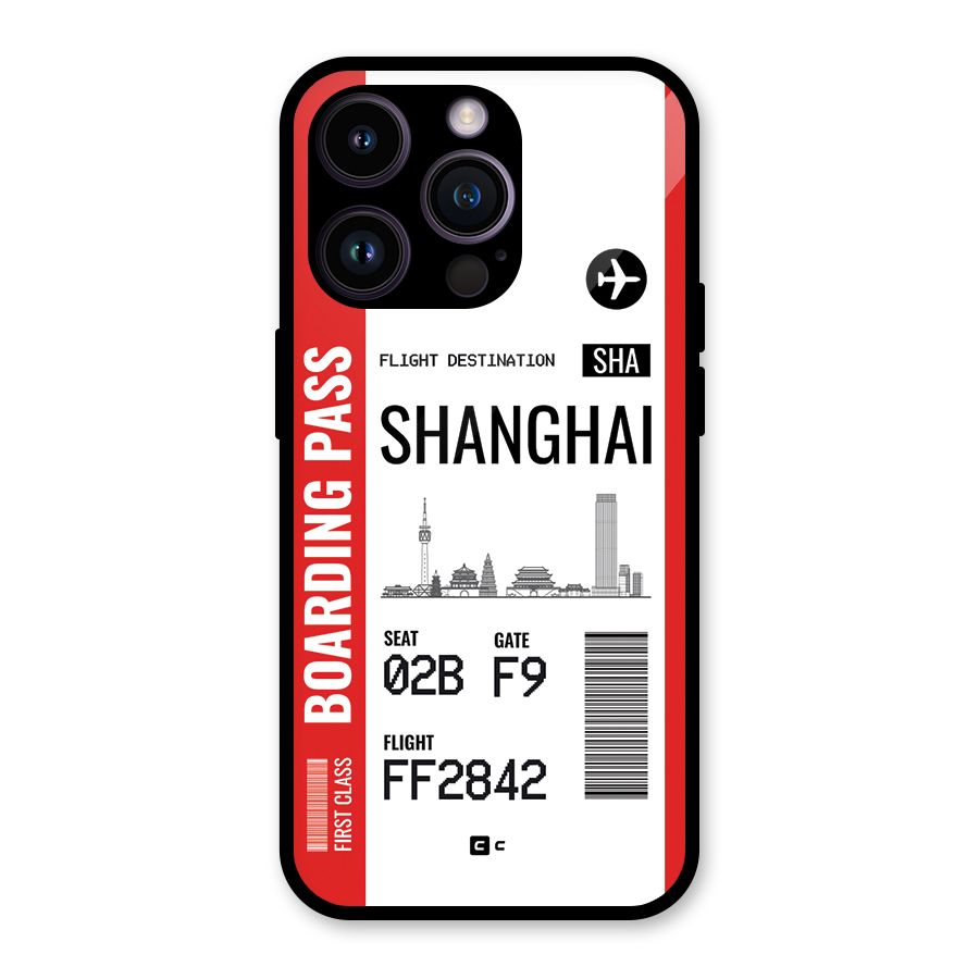 Shanghai Boarding Pass Glass Back Case for iPhone 14 Pro