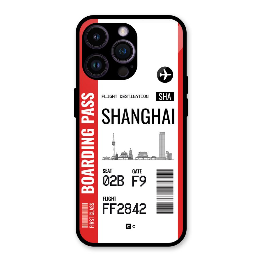 Shanghai Boarding Pass Glass Back Case for iPhone 14 Pro Max
