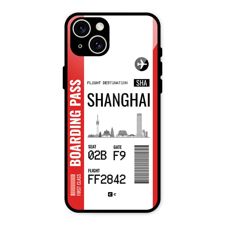 Shanghai Boarding Pass Glass Back Case for iPhone 15 Plus