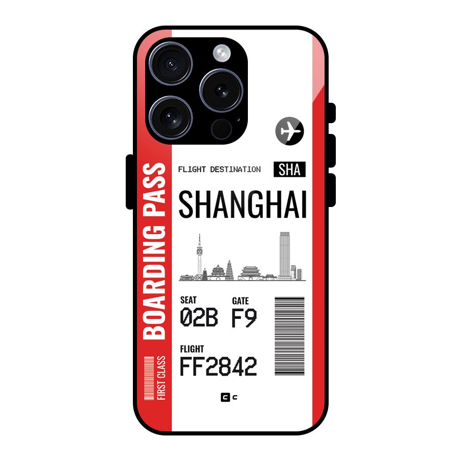 Shanghai Boarding Pass Glass Back Case for iPhone 15 Pro