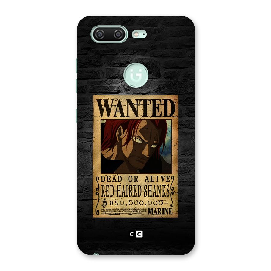 Shanks Wanted Back Case for Gionee S10