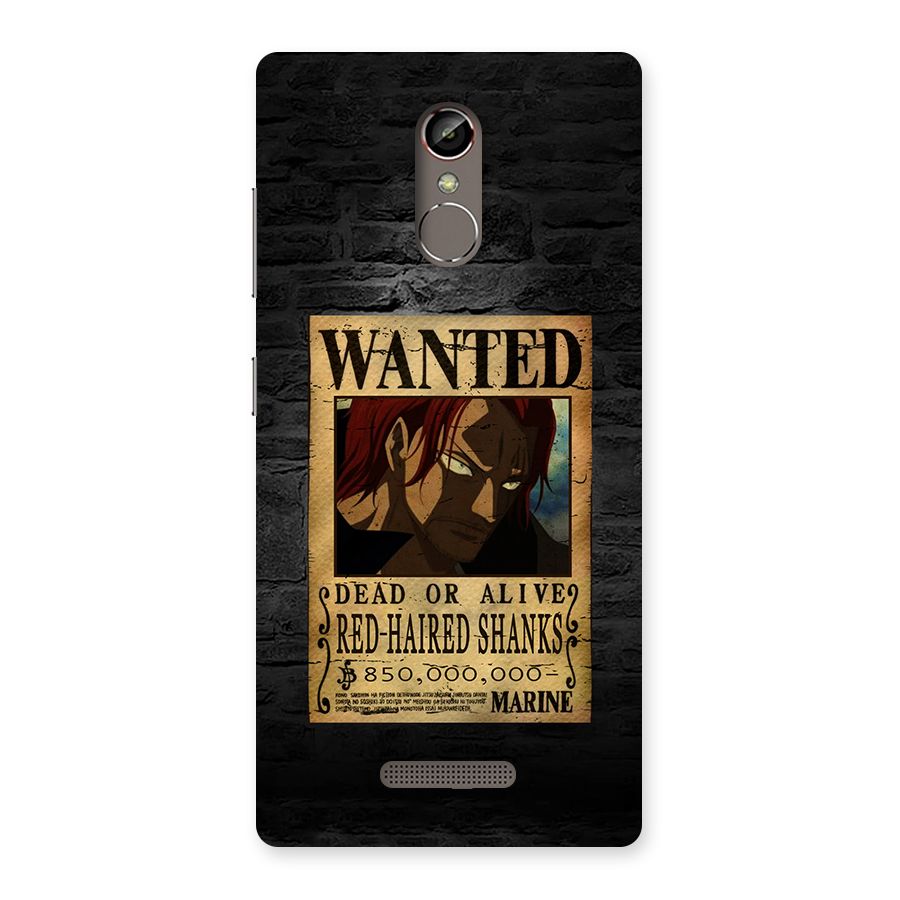 Shanks Wanted Back Case for Gionee S6s