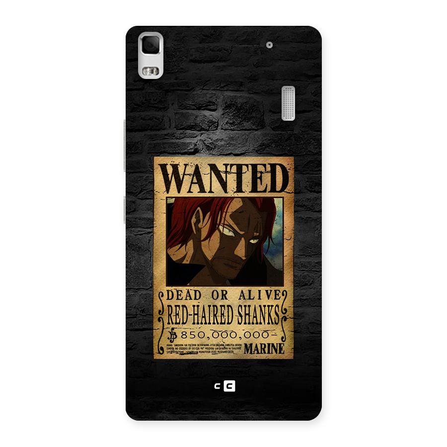 Shanks Wanted Back Case for Lenovo K3 Note