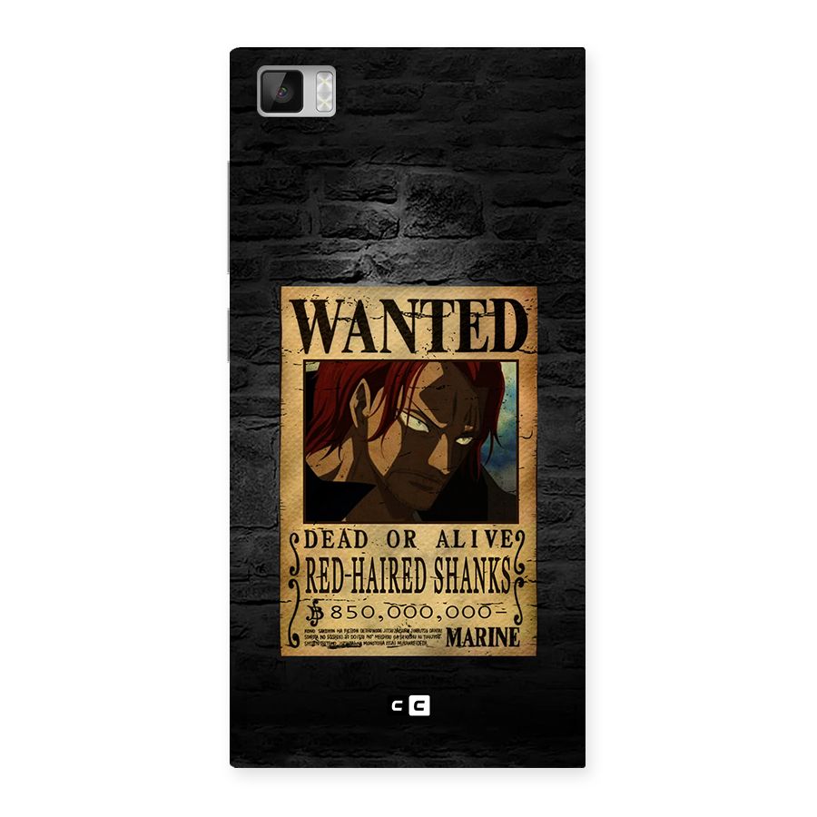 Shanks Wanted Back Case for Mi3