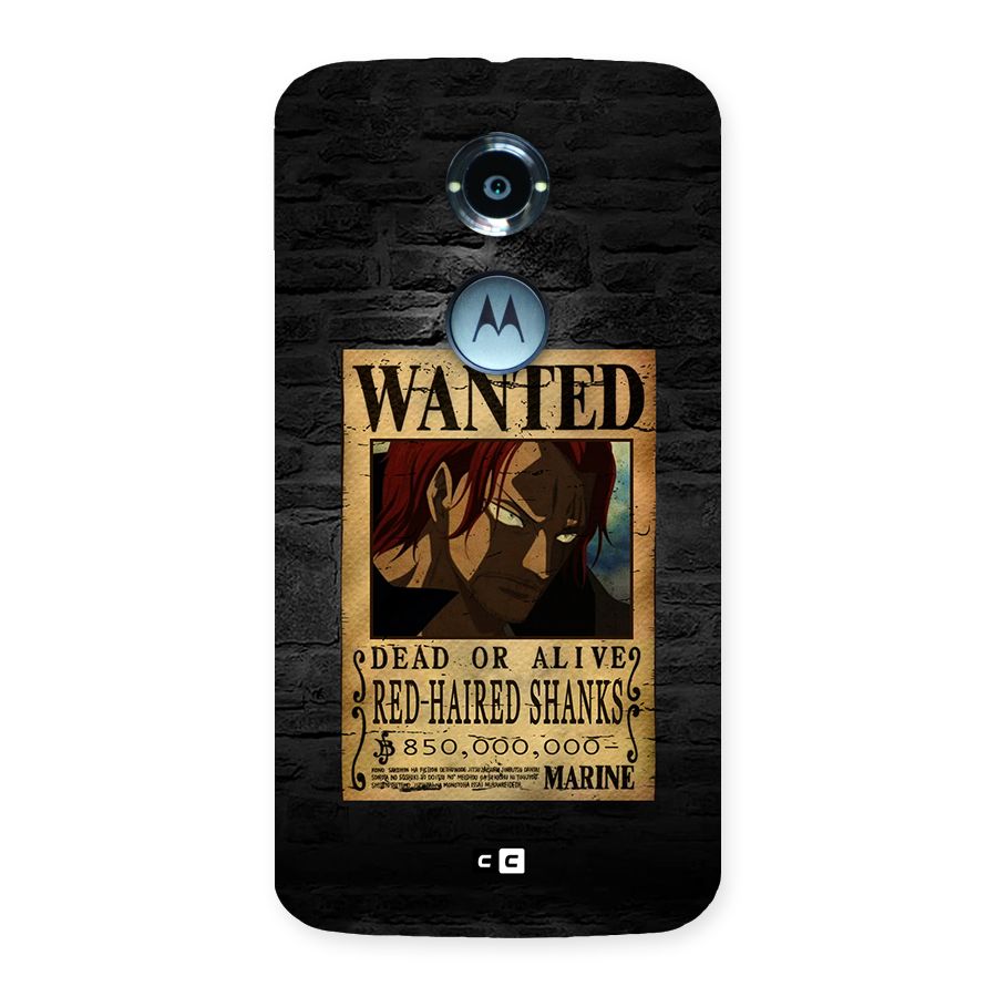 Shanks Wanted Back Case for Moto X2