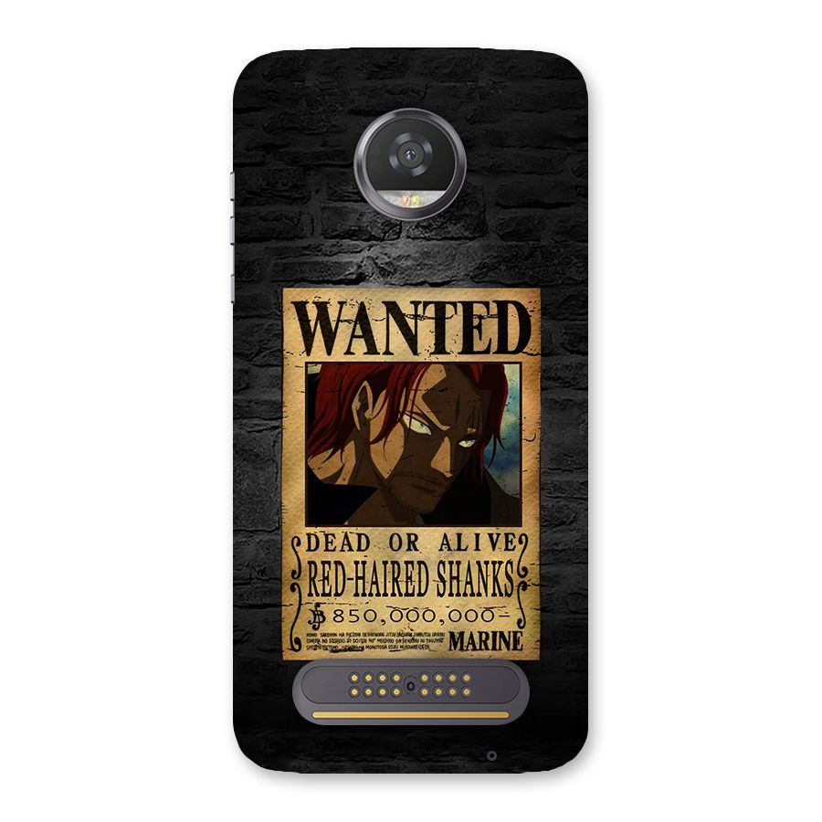 Shanks Wanted Back Case for Moto Z2 Play