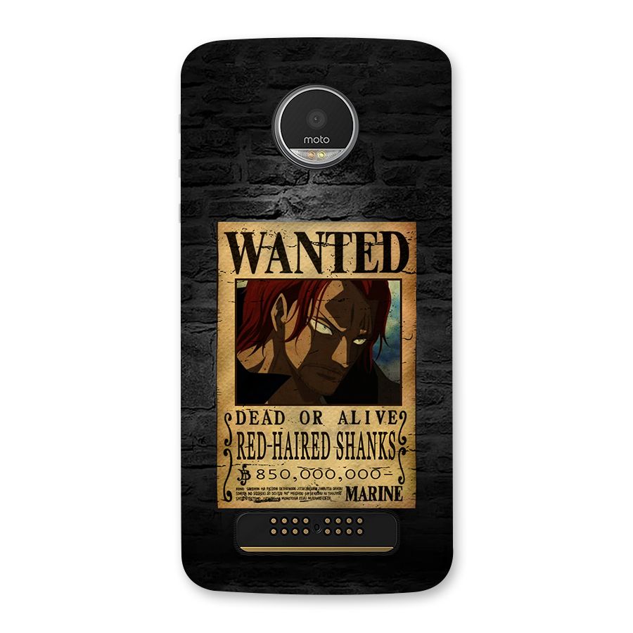 Shanks Wanted Back Case for Moto Z Play