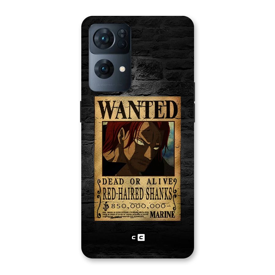 Shanks Wanted Back Case for Oppo Reno7 Pro 5G