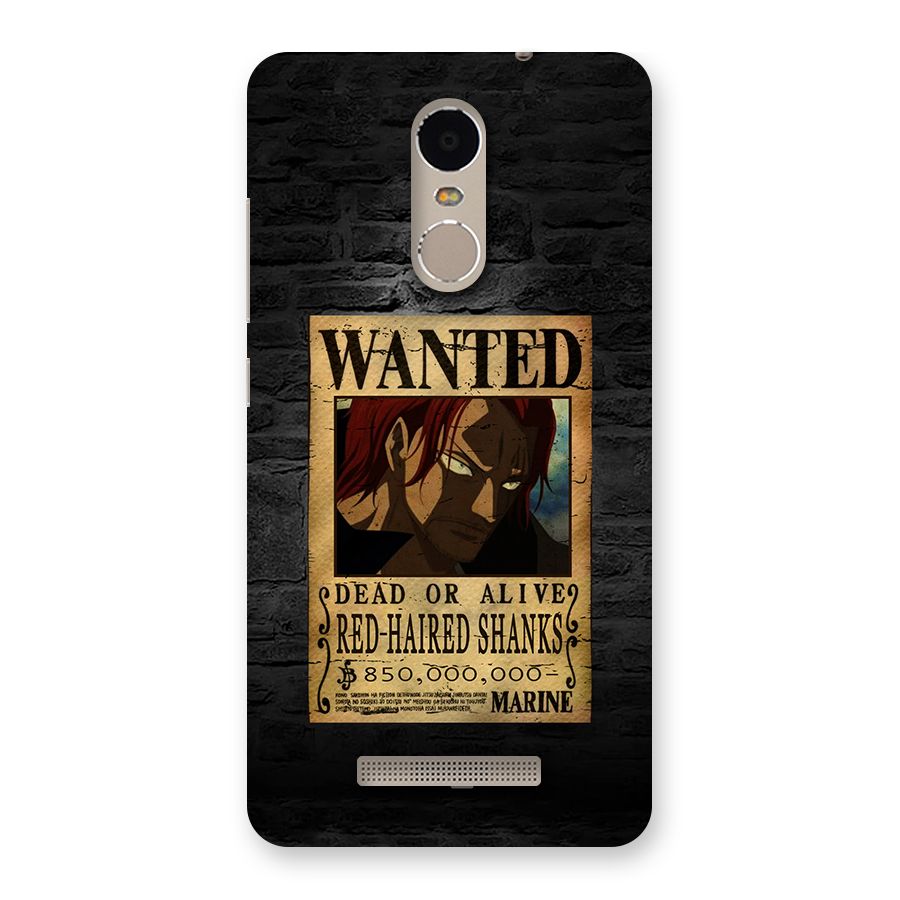 Shanks Wanted Back Case for Redmi Note 3