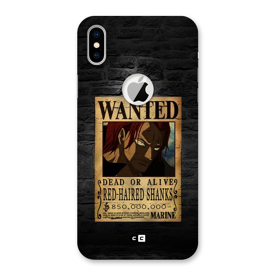 Shanks Wanted Back Case for iPhone XS Logo Cut