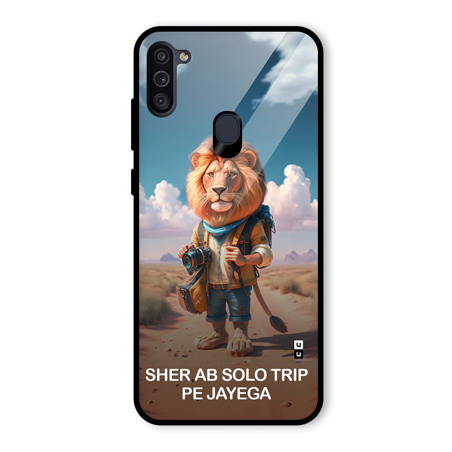 Sher Solo Trip Glass Back Case for Galaxy M11