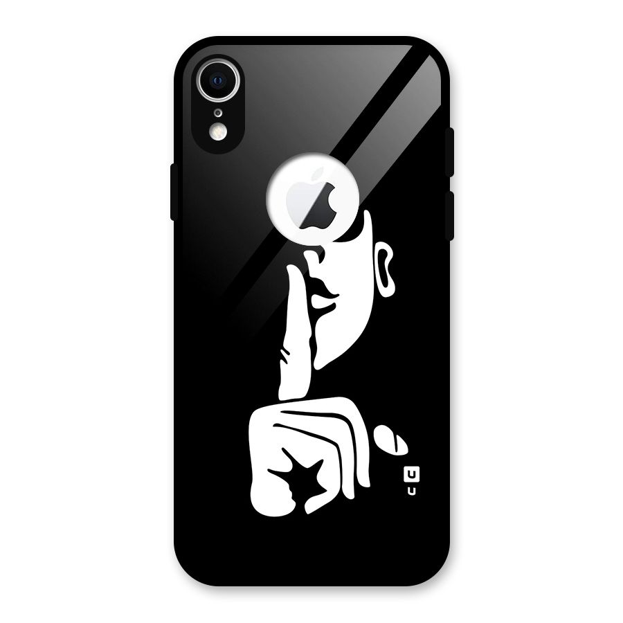 Shhh Art Glass Back Case for iPhone XR Logo Cut