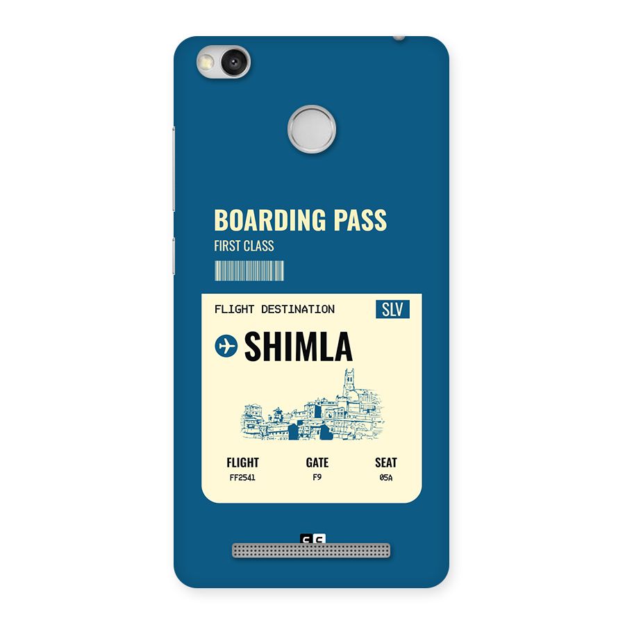 Shimla Boarding Pass Back Case for Redmi 3S Prime