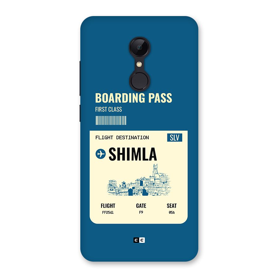 Shimla Boarding Pass Back Case for Redmi 5