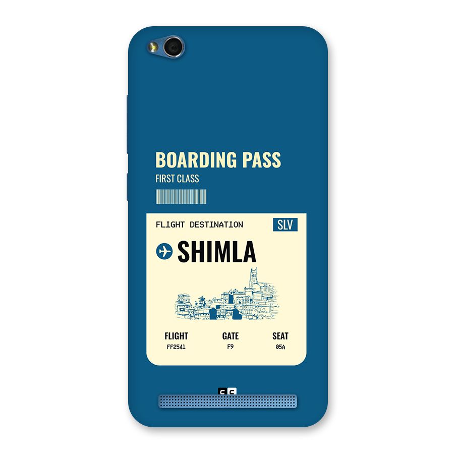 Shimla Boarding Pass Back Case for Redmi 5A