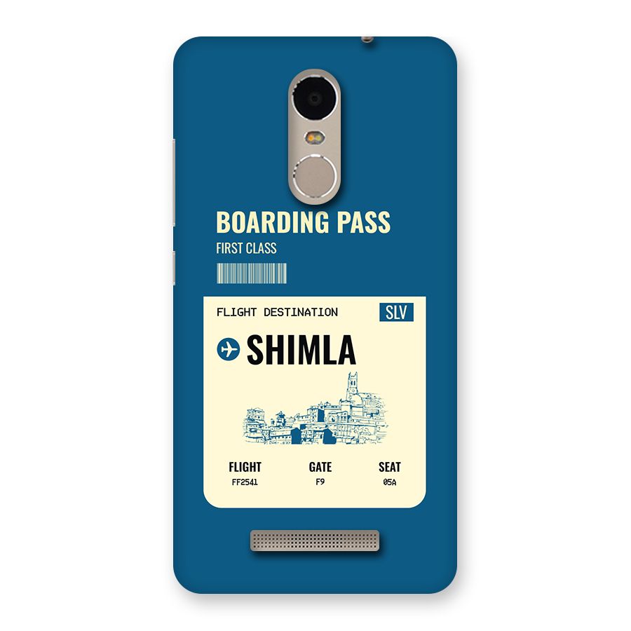 Shimla Boarding Pass Back Case for Redmi Note 3
