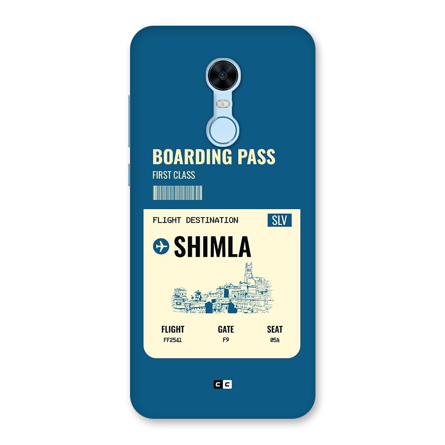 Shimla Boarding Pass Back Case for Redmi Note 5