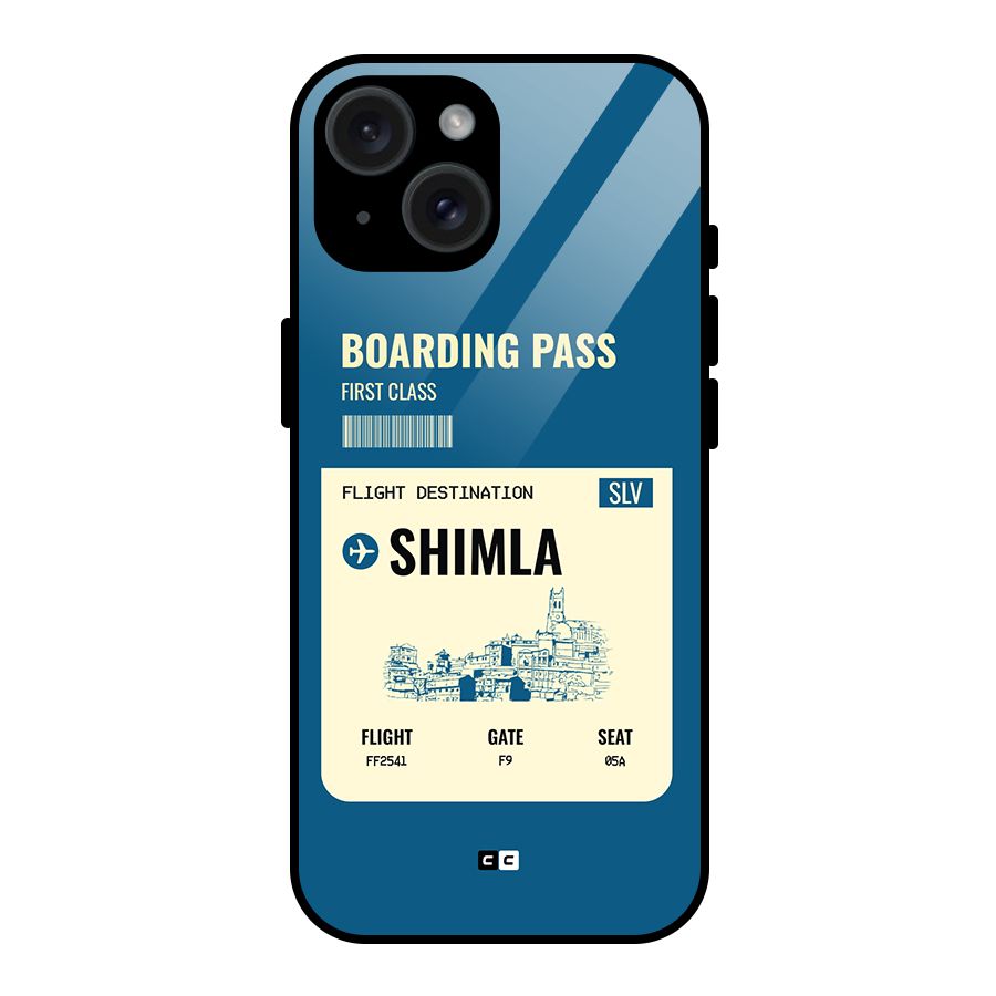 Shimla Boarding Pass Glass Back Case for iPhone 15