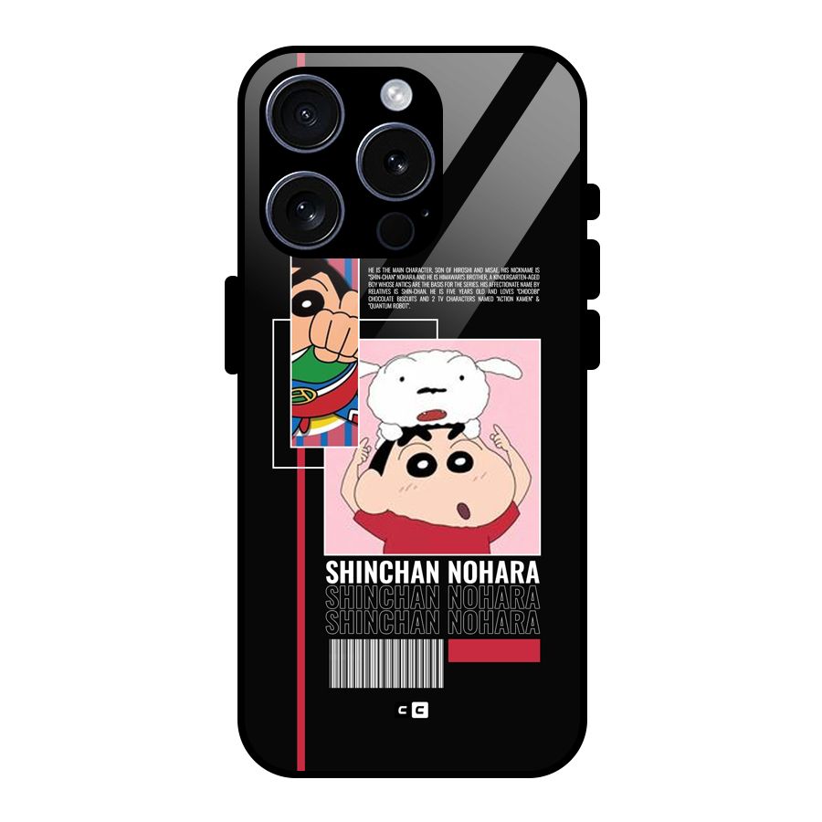 Shinchan Nohara Glass Back Case for iPhone 15 Pro