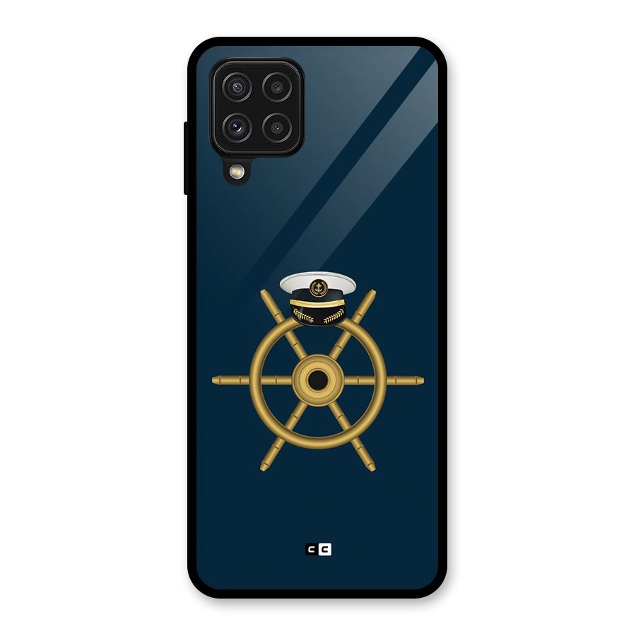 Ship Wheel And Cap Glass Back Case for Galaxy A22 4G