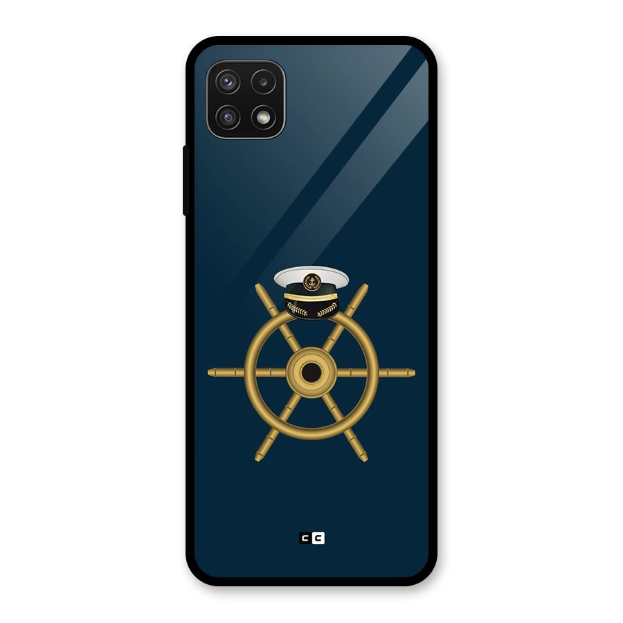 Ship Wheel And Cap Glass Back Case for Galaxy A22 5G