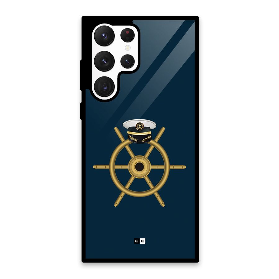 Ship Wheel And Cap Glass Back Case for Galaxy S22 Ultra 5G