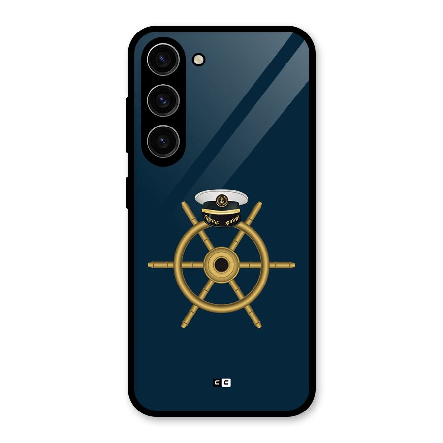 Ship Wheel And Cap Glass Back Case for Galaxy S23