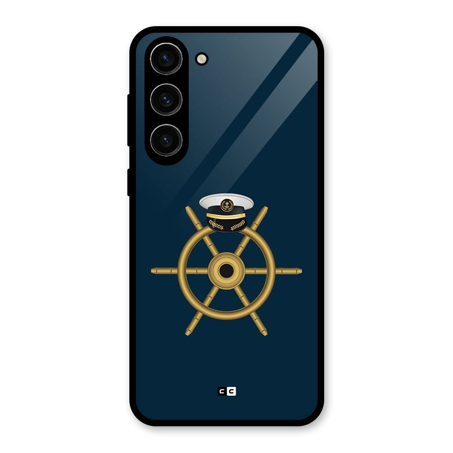 Ship Wheel And Cap Glass Back Case for Galaxy S23 Plus