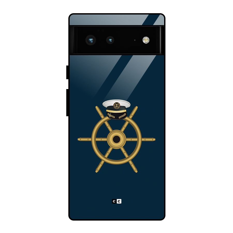 Ship Wheel And Cap Glass Back Case for Google Pixel 6
