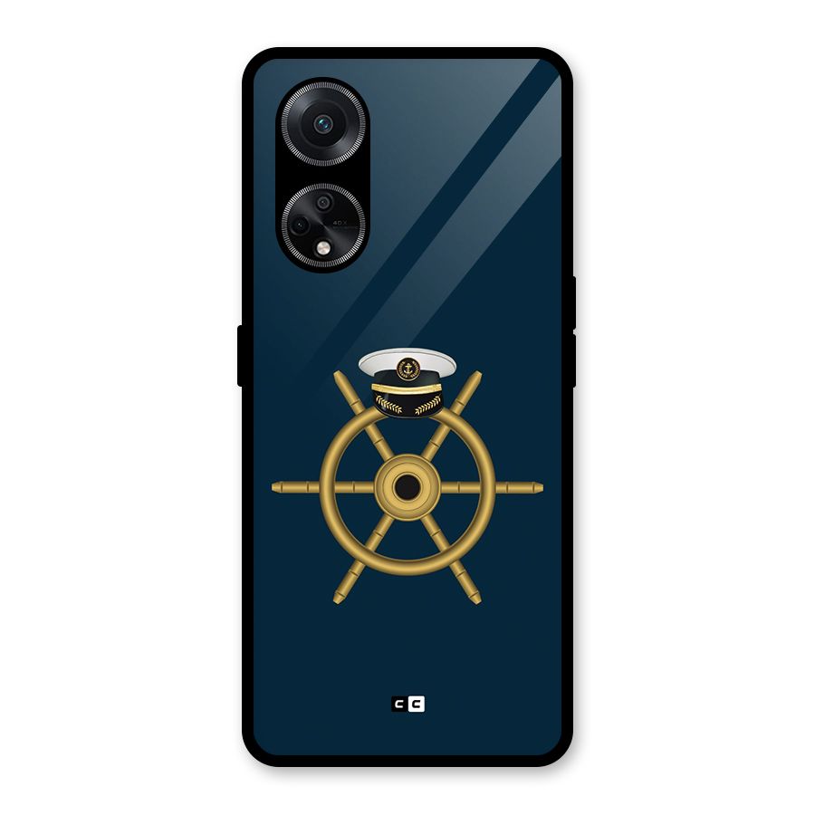 Ship Wheel And Cap Glass Back Case for Oppo F23