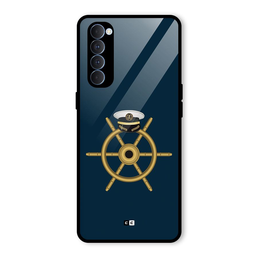 Ship Wheel And Cap Glass Back Case for Oppo Reno4 Pro