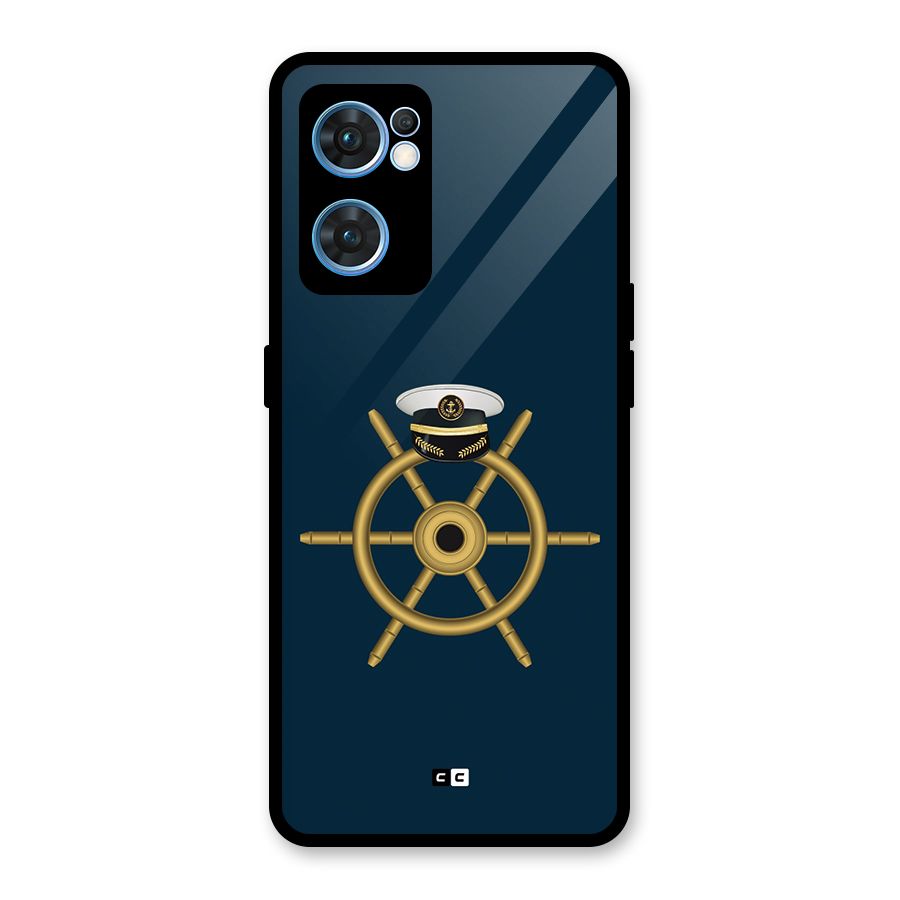 Ship Wheel And Cap Glass Back Case for Oppo Reno7 5G