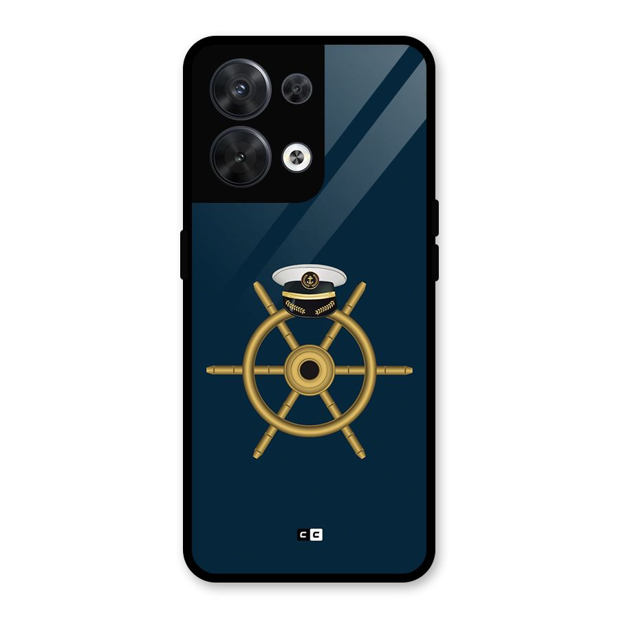 Ship Wheel And Cap Glass Back Case for Oppo Reno8 5G