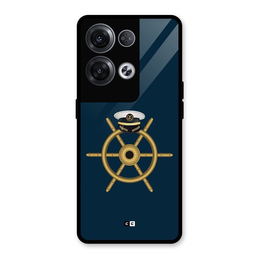 Ship Wheel And Cap Glass Back Case for Oppo Reno8 Pro 5G