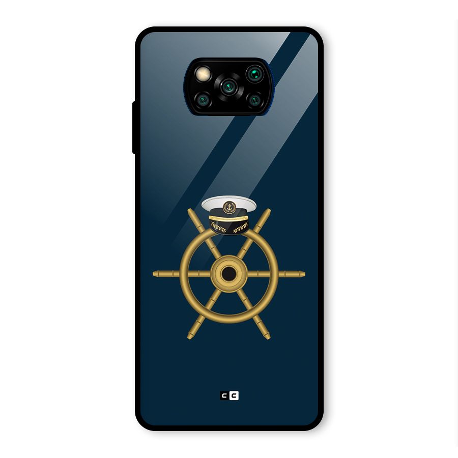 Ship Wheel And Cap Glass Back Case for Poco X3 Pro