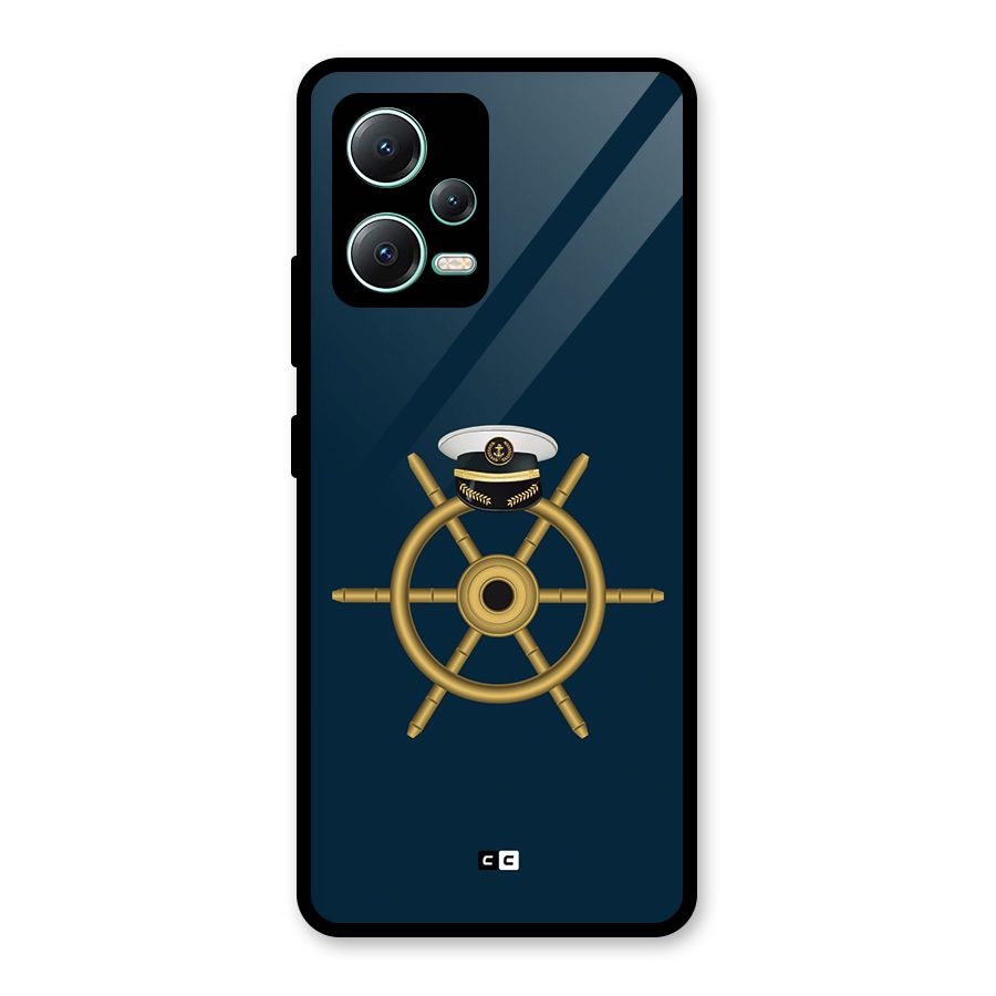 Ship Wheel And Cap Glass Back Case for Redmi Note 12 5G
