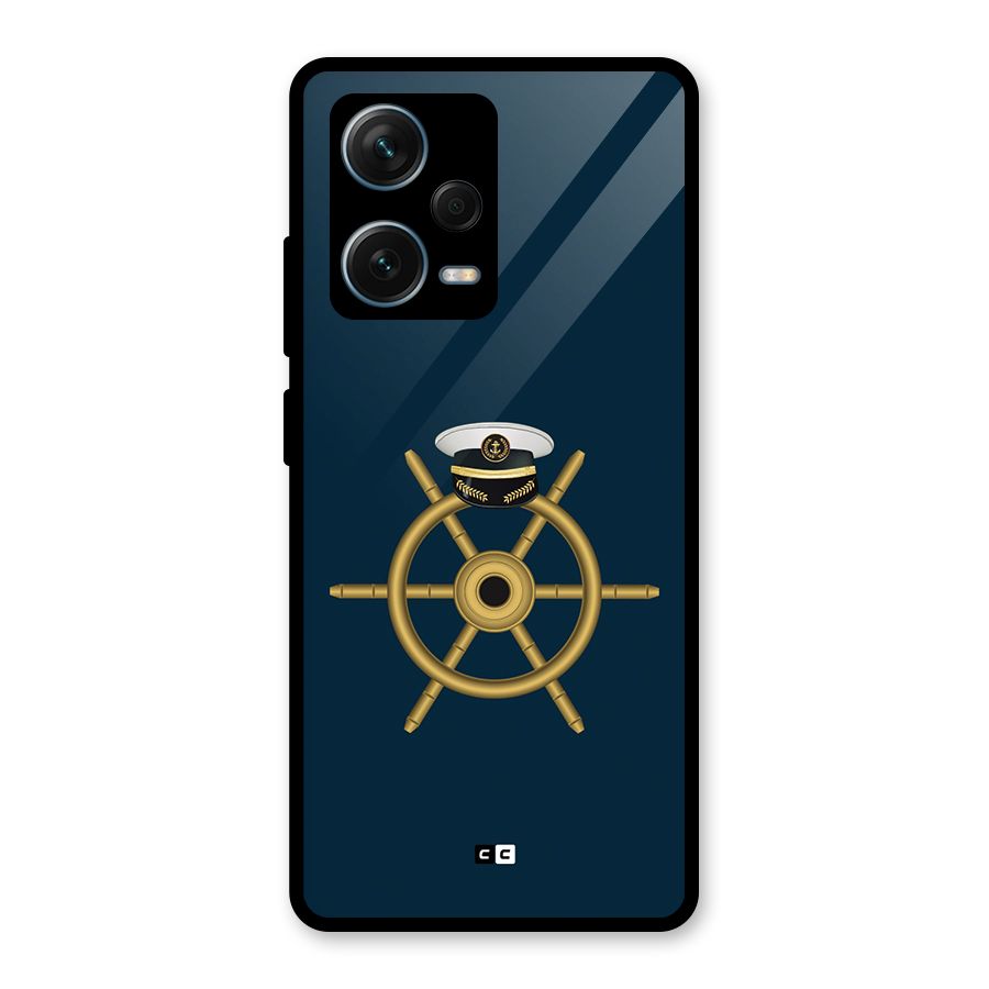 Ship Wheel And Cap Glass Back Case for Redmi Note 12 Pro Plus 5G