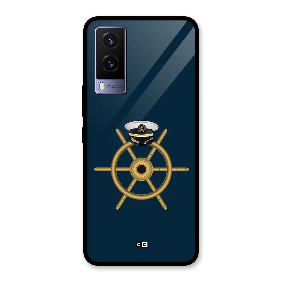 Ship Wheel And Cap Glass Back Case for Vivo V21e 5G